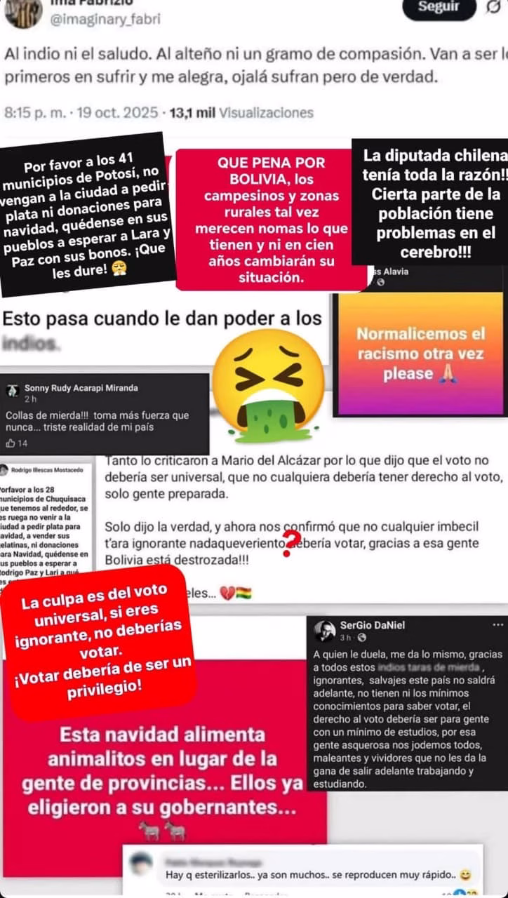 Racismo de seguidores de Tuto Quiroga: Culpan a los "Ignorantes" por la Victoria de Paz